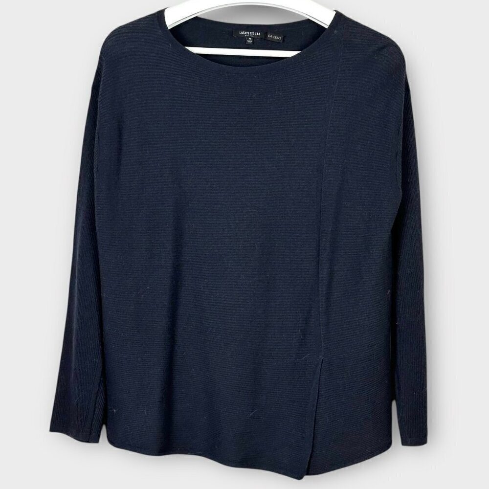 Lafayette 148 Lightweight Wool Crew Neck Sweater Black